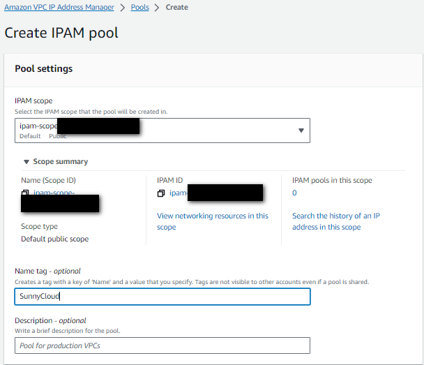 Phần Pool settings